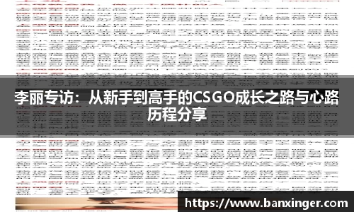 李丽专访：从新手到高手的CSGO成长之路与心路历程分享