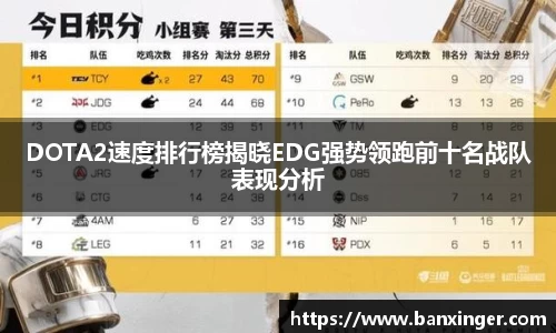 DOTA2速度排行榜揭晓EDG强势领跑前十名战队表现分析